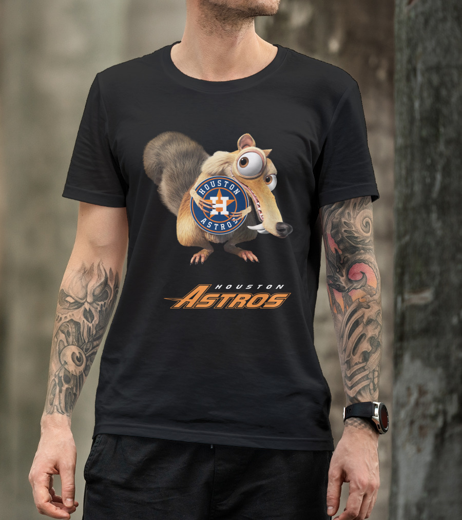 Houston Astros Ice Age Crossover With Scrat Holding T-Shirt