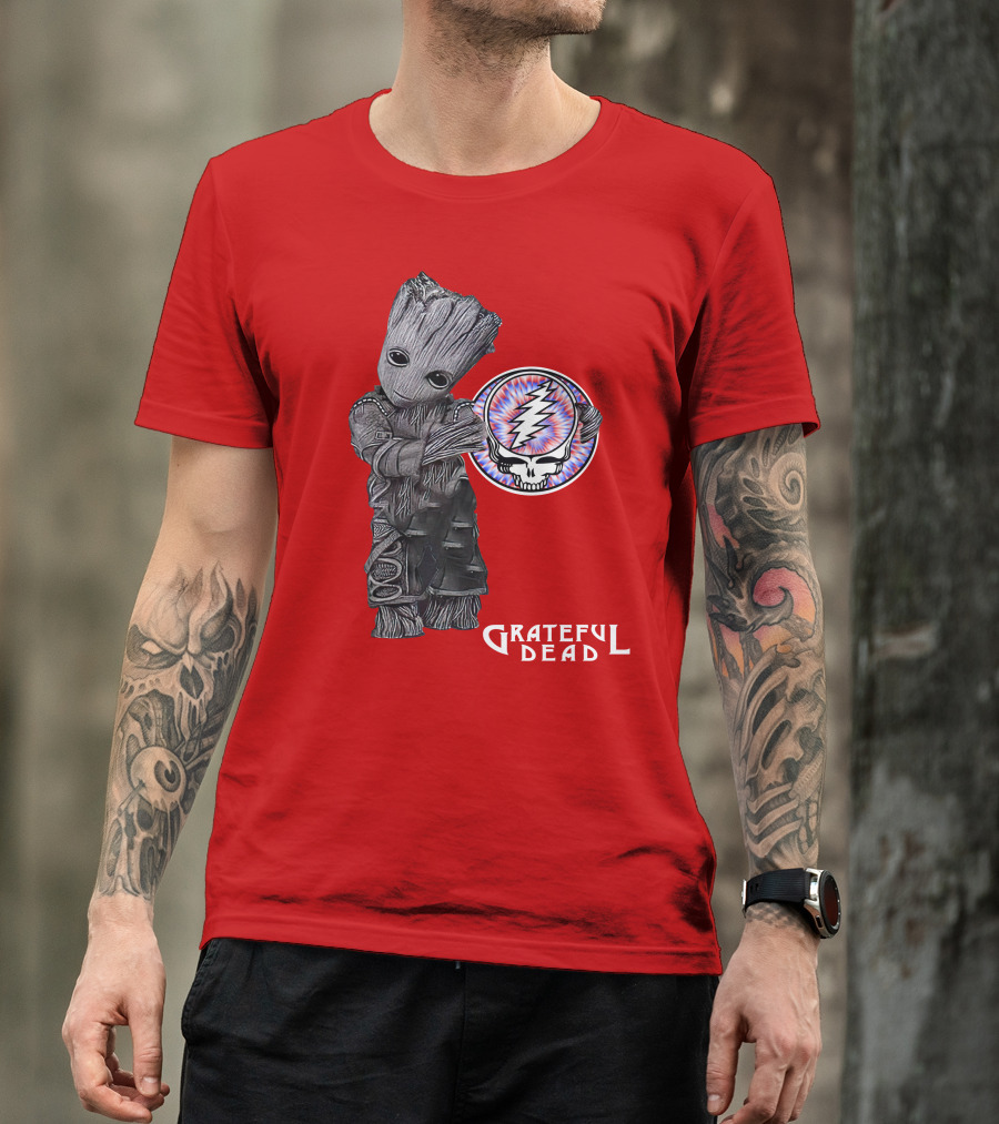 Grateful Dead 07 With Stylized Tree Character And Lightning Skull T-Shirt