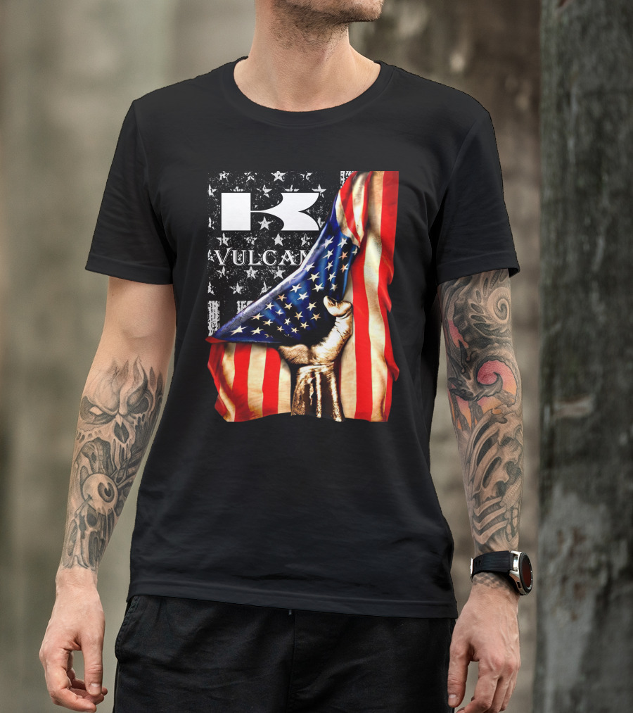 Vulcan Hand Gripping American Flag With Stars And Stripes T-Shirt