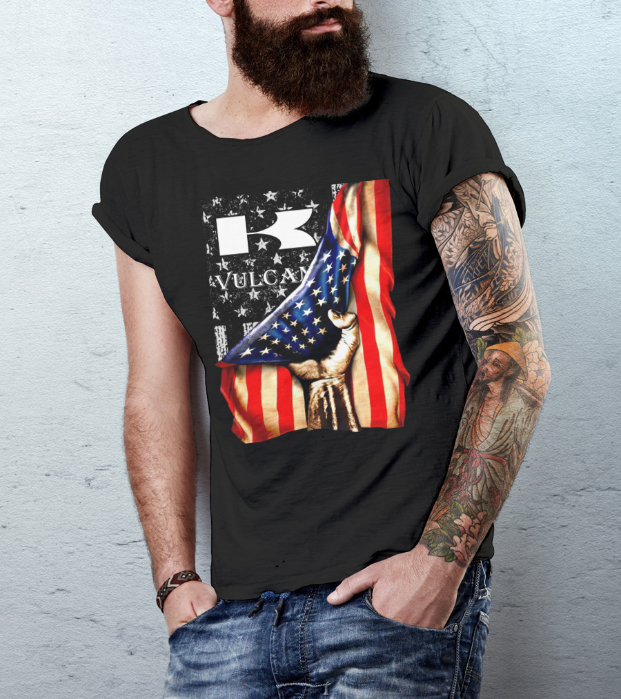 Vulcan Hand Gripping American Flag With Stars And Stripes T-Shirt