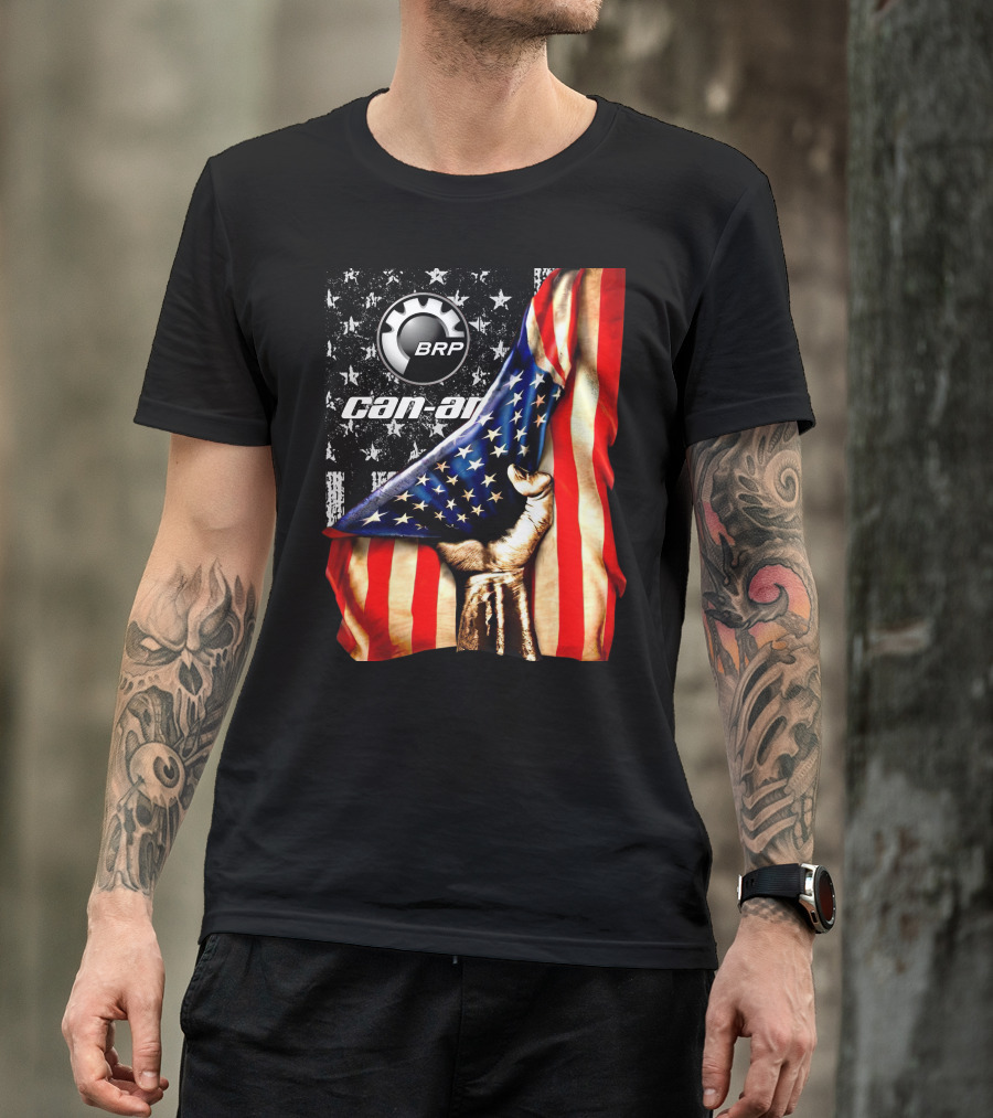 BRP Can-Am American Flag Stars And Stripes Fist T-Shirt