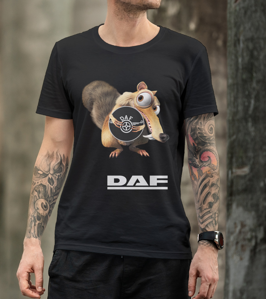 Daf Logo With Ice Age Scrat Character T-Shirt