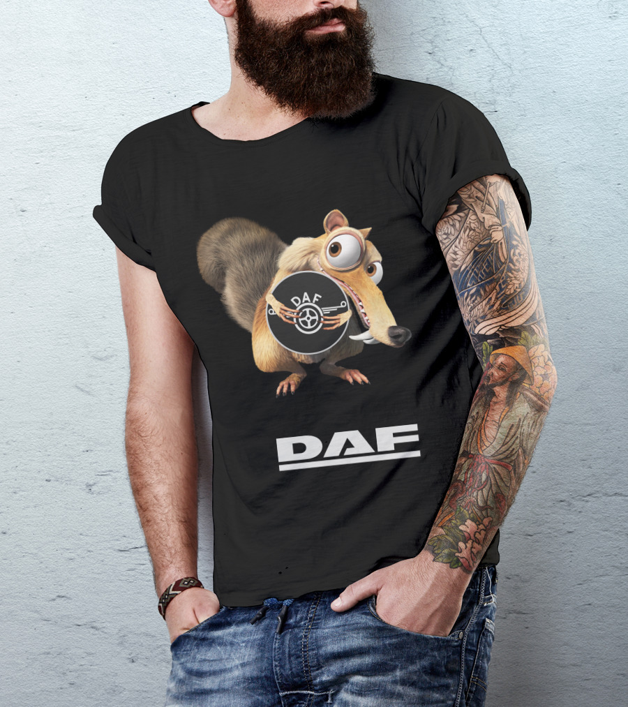 Daf Logo With Ice Age Scrat Character T-Shirt