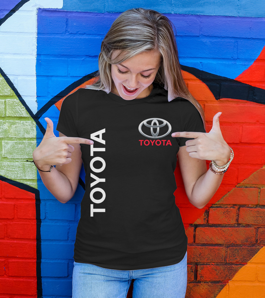 Toyota Logo With White Text Vertical Alignment T-Shirt