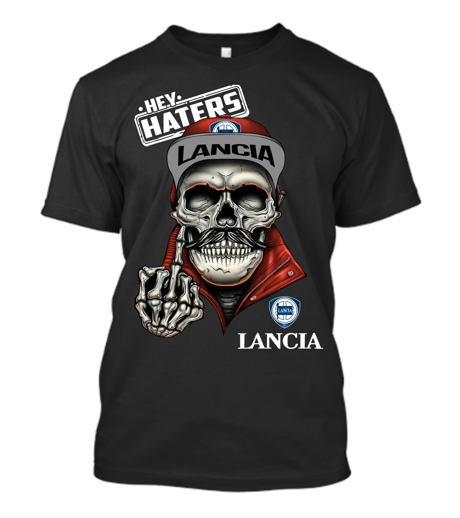 Lancia Skull Hey Haters Skeleton Middle Finger Art T-Shirt
