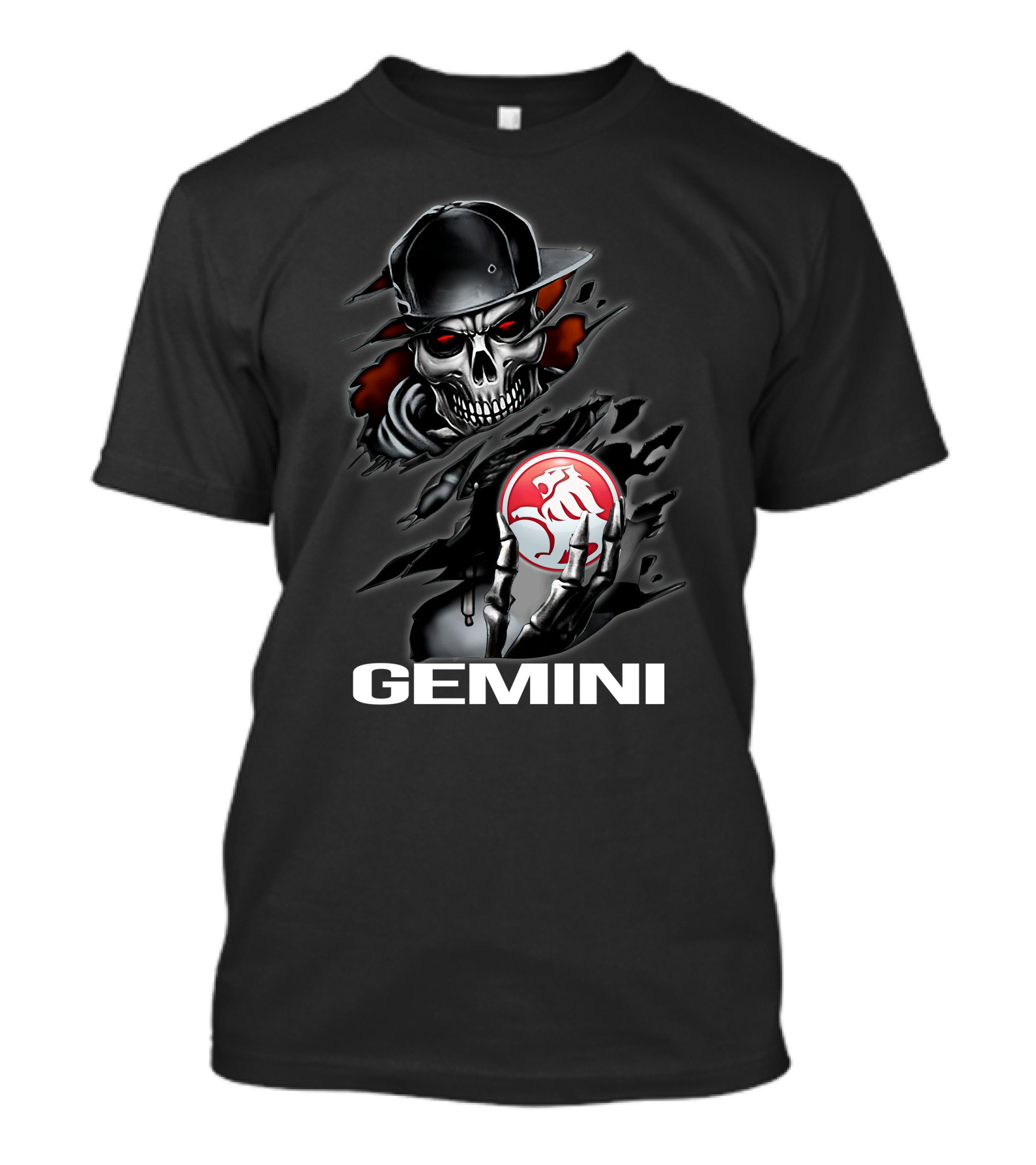 Gemini Skull Holding Red Holden Lion T-Shirt