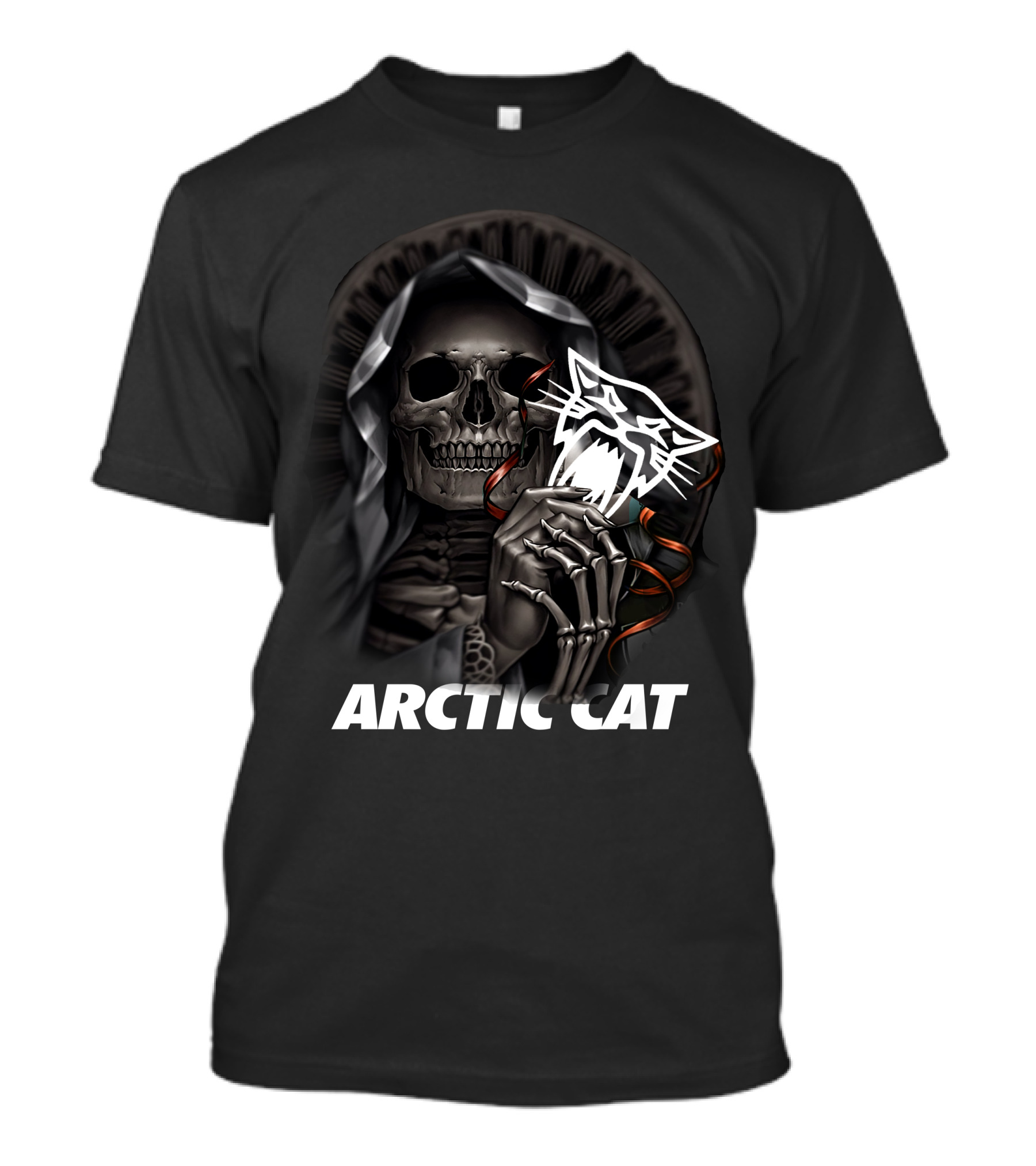 Arctic Cat Skeleton Reaper With Hood T-Shirt