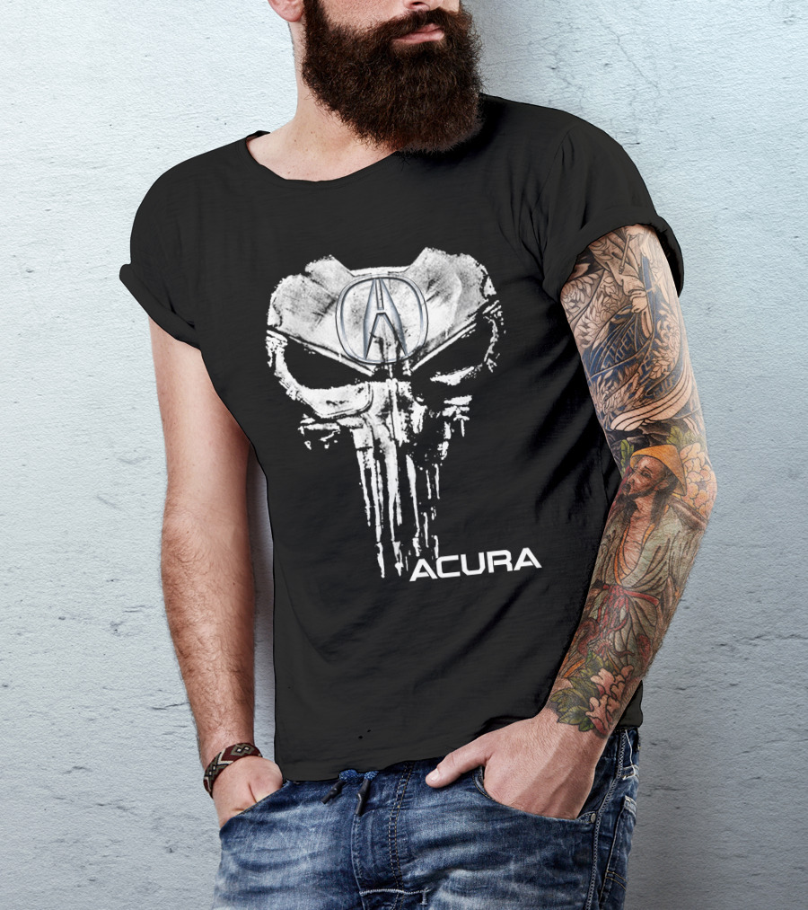 Acura Logo Skull Punisher Style T-Shirt