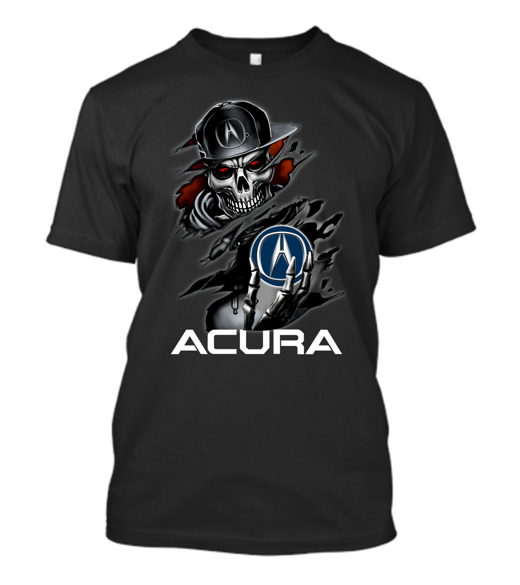 Acura Skeleton With Logo Emblem And Cap T-Shirt