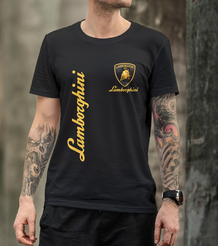 Lamborghini Bull Logo Black And Gold T-Shirt