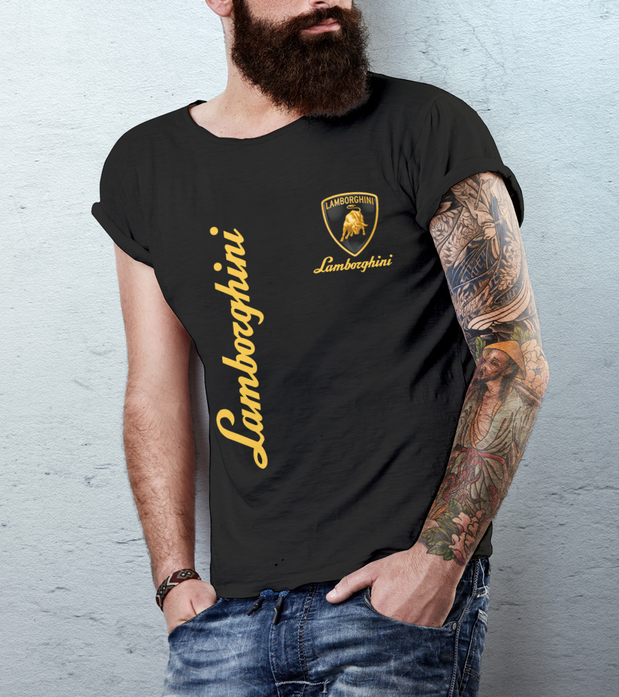 Lamborghini Bull Logo Black And Gold T-Shirt