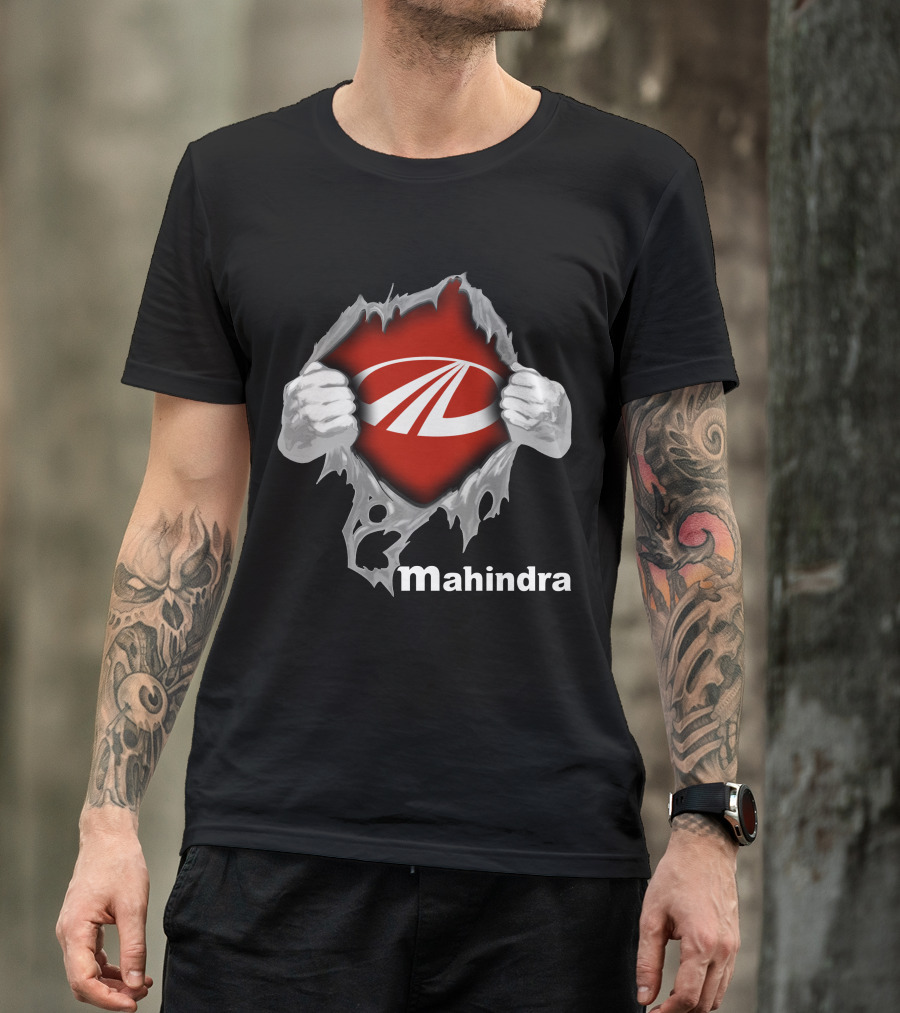 Mahindra Logo With Torn T-Shirt