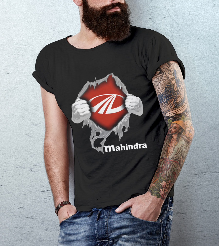 Mahindra Logo With Torn T-Shirt
