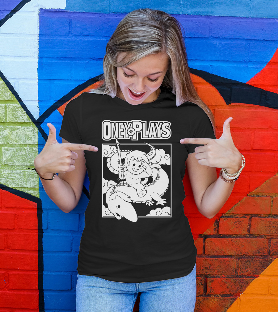 OneyPlays Cartoon Character Riding A Dragon With Spear T-Shirt