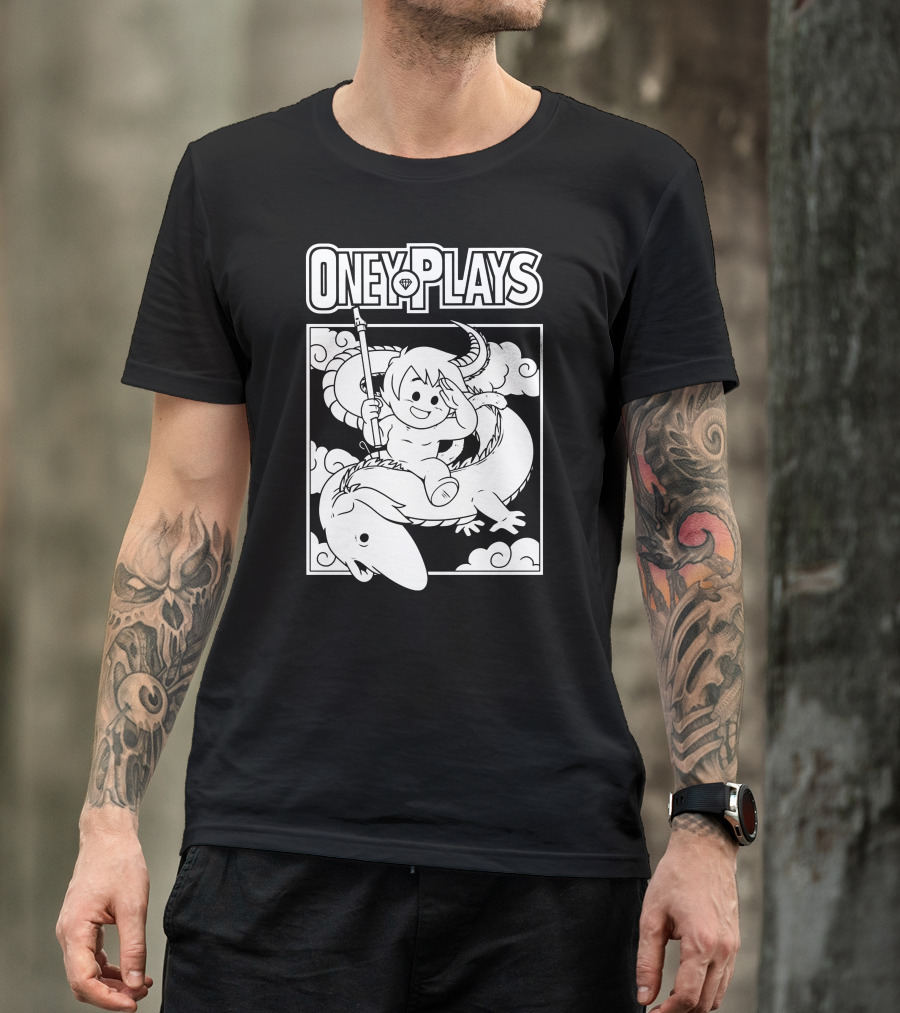OneyPlays Cartoon Character Riding A Dragon With Spear T-Shirt