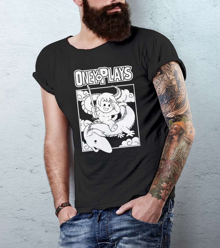 OneyPlays Cartoon Character Riding A Dragon With Spear T-Shirt