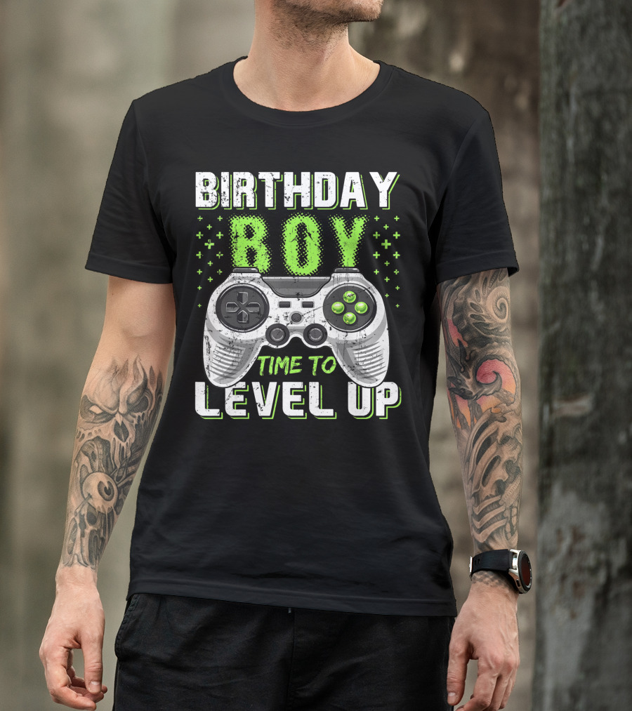 Birthday Boy Time To Level Up Video Game Controller Birthday T-Shirt