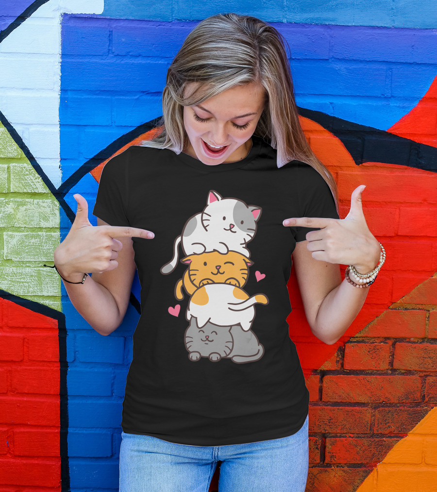 Cat Cats Cute Kitty Pile Kawaii Neko Anime T-Shirt