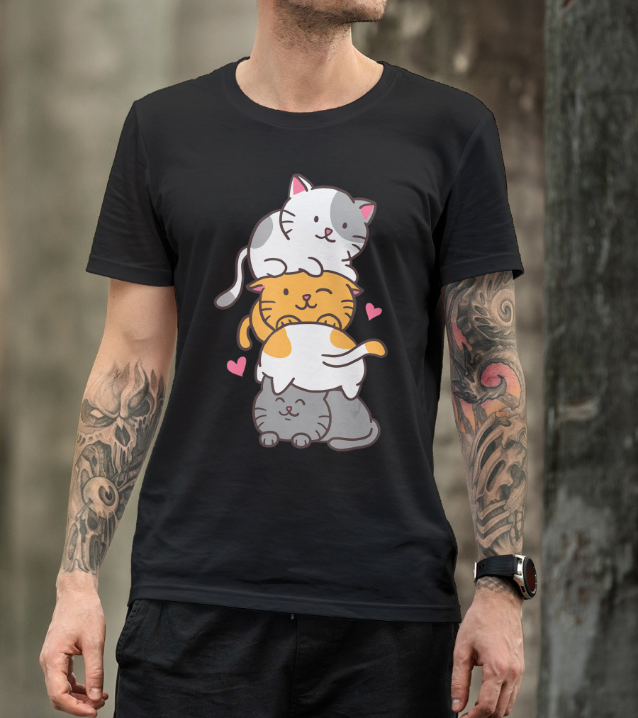 Cat Cats Cute Kitty Pile Kawaii Neko Anime T-Shirt