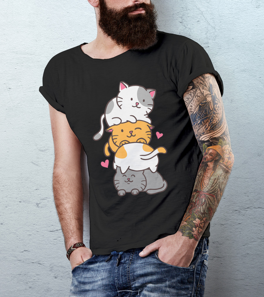 Cat Cats Cute Kitty Pile Kawaii Neko Anime T-Shirt