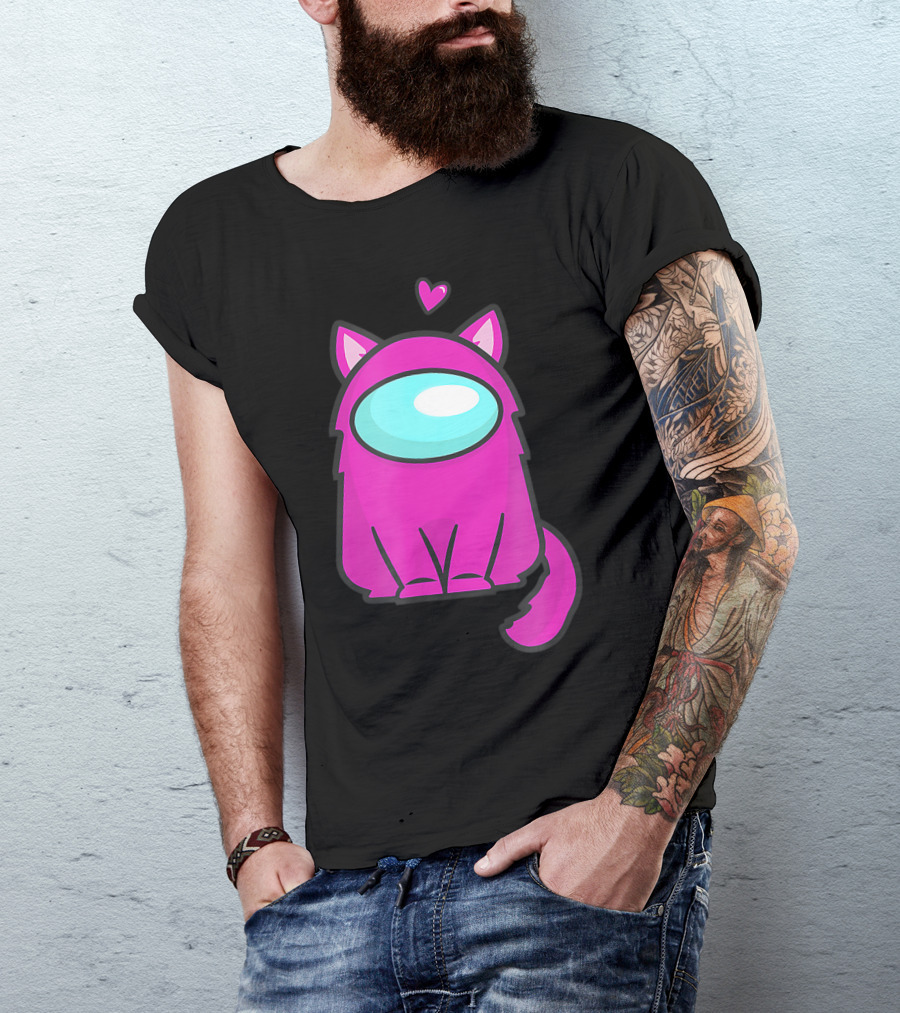Cute Cat Astronaut Among Us Nerdy Girl Gamer T-Shirt