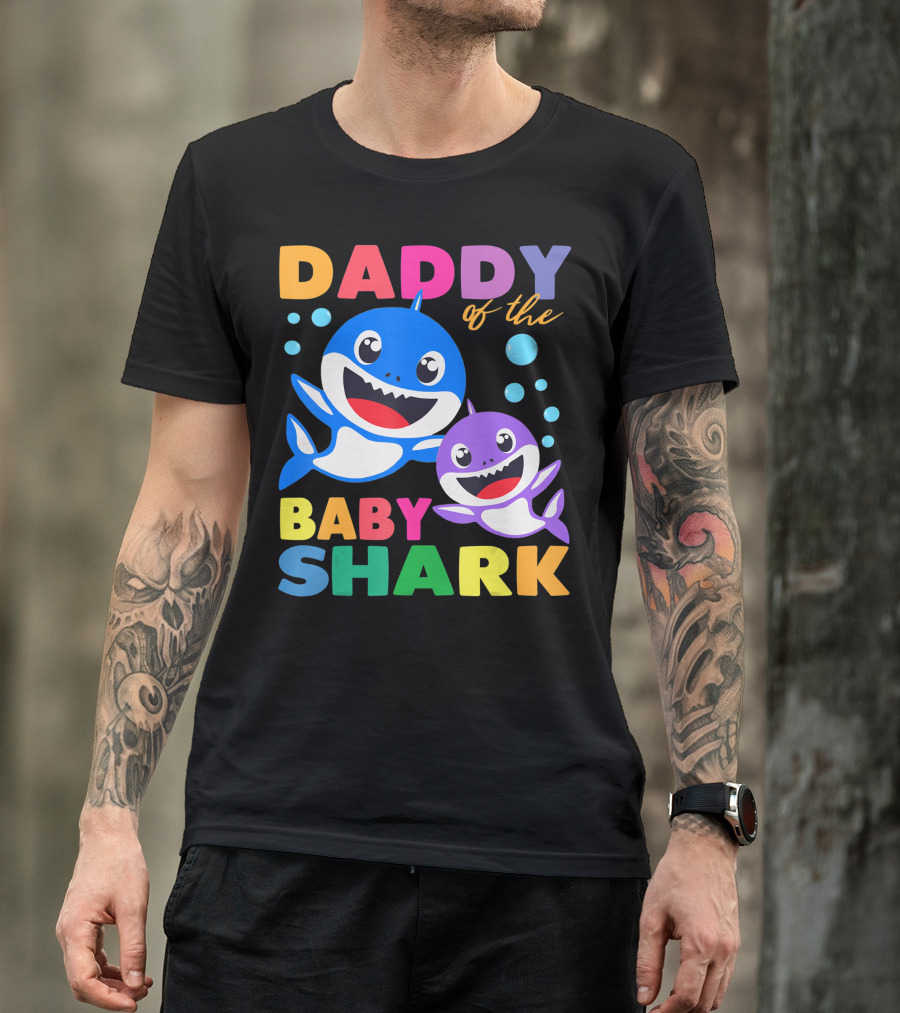 Daddy Of The Baby Shark Birthday Boy Girl Kids Daddy Shark T-Shirt