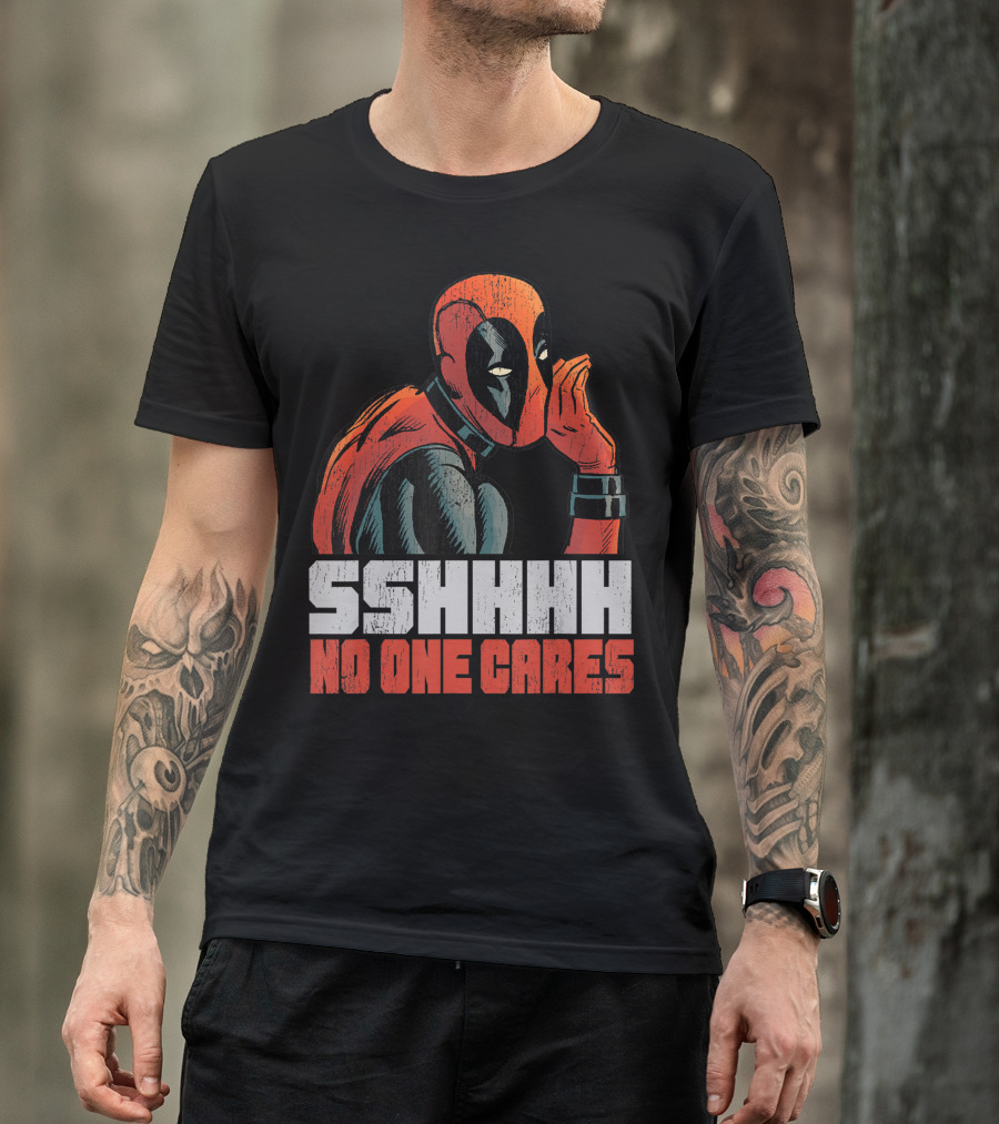 Marvel Deadpool Sshhhh No One Cares Whisper T-Shirt
