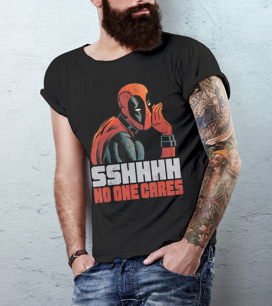 Marvel Deadpool Sshhhh No One Cares Whisper T-Shirt