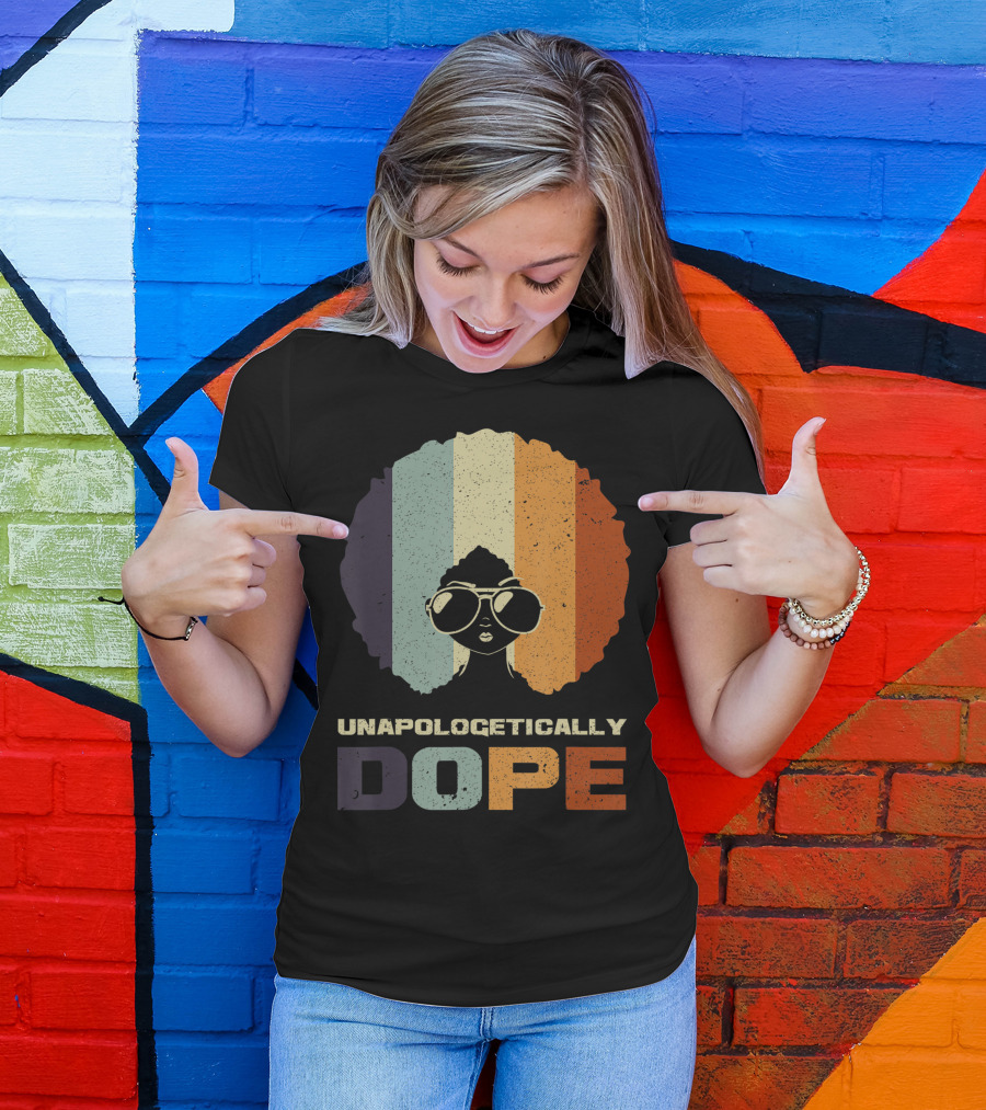 Unapologetically Dope Afro Rainbow Stripes Sunglasses T-Shirt