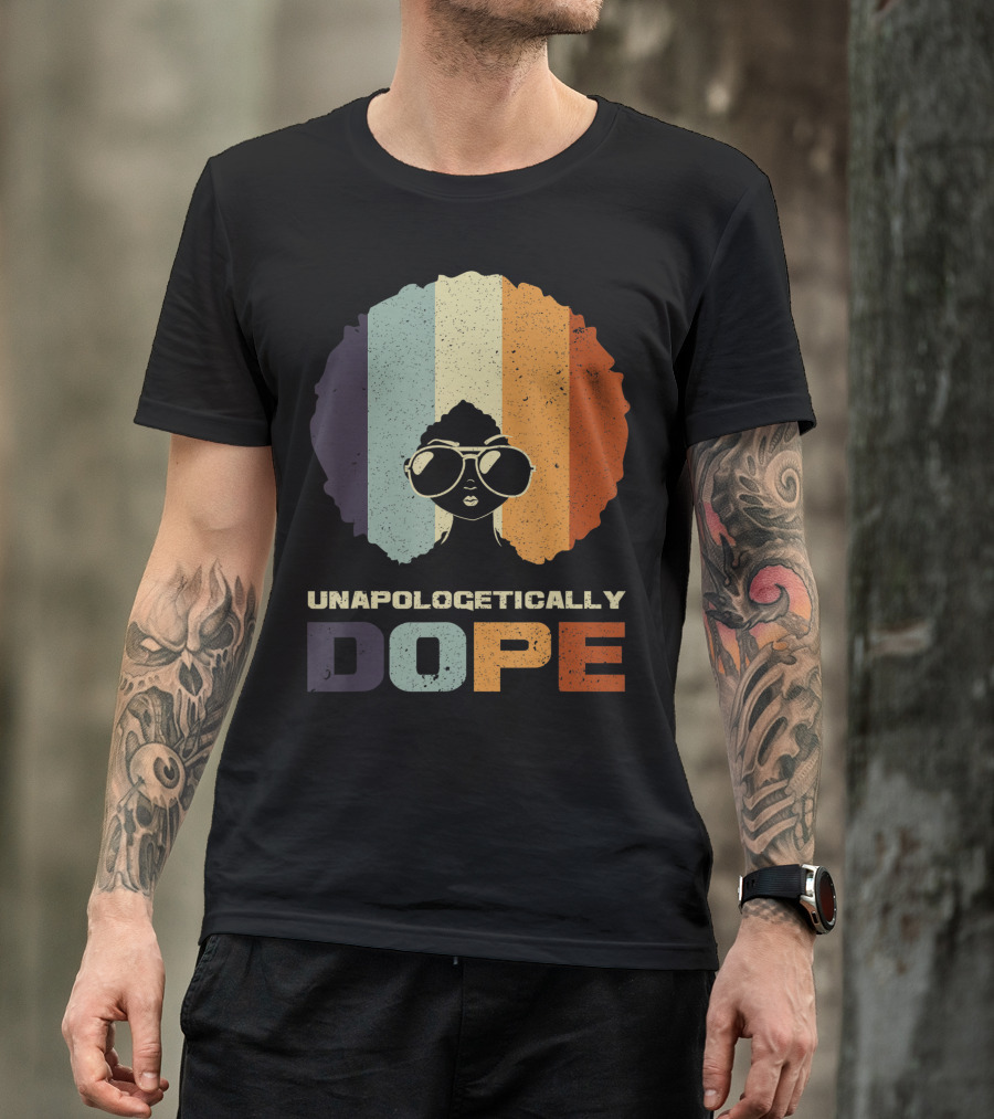 Unapologetically Dope Afro Rainbow Stripes Sunglasses T-Shirt
