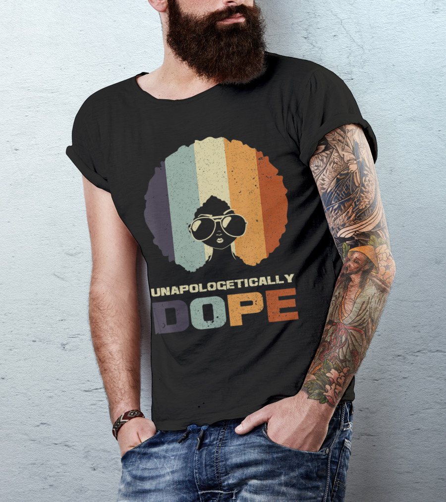 Unapologetically Dope Afro Rainbow Stripes Sunglasses T-Shirt