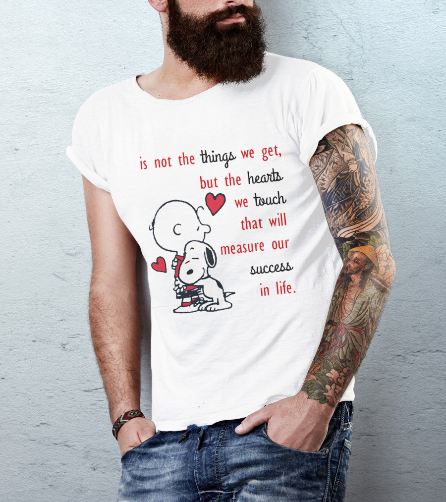 Charlie Brown Snoopy Hug Hearts Measure Success In Life T-Shirt
