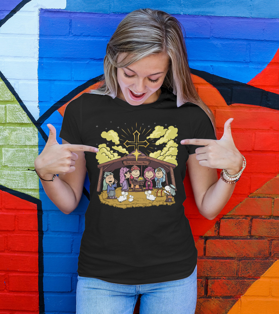 The Christmas Play Nativity Scene With Iconic Cartoon Characters T-Shirt