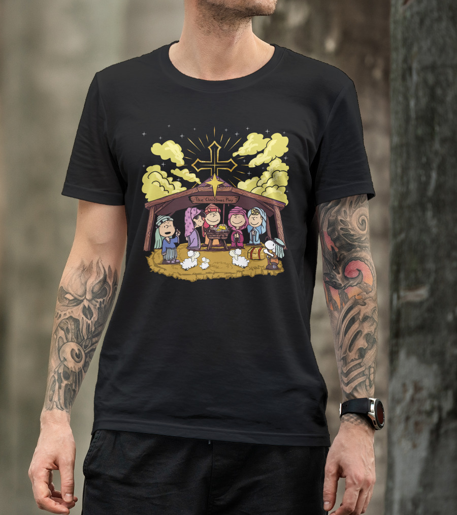 The Christmas Play Nativity Scene With Iconic Cartoon Characters T-Shirt