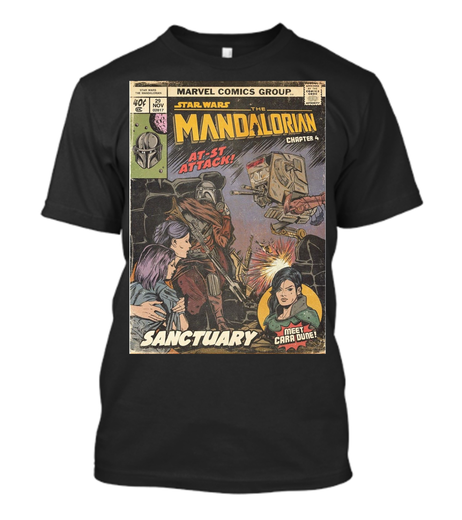 Marvel Comics Group Star Wars The Mandalorian Chapter 4 Sanctuary At-St Attack Meet Cara Dune T-Shirt