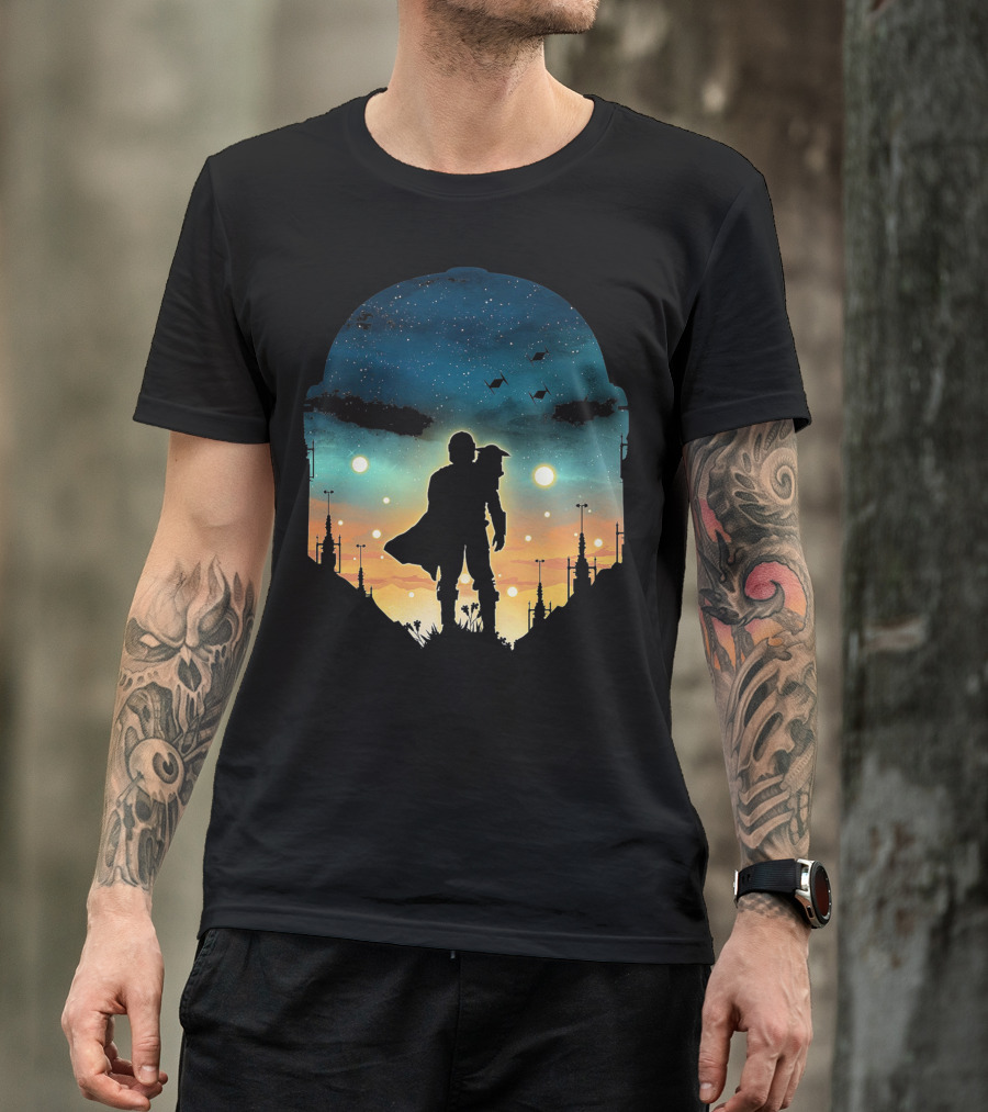 Only Today Lone Mandalorian Starry Sunset Adventure T-Shirt