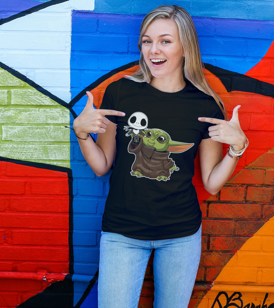 Grogu Holding Jack Skellington Only Today T-Shirt