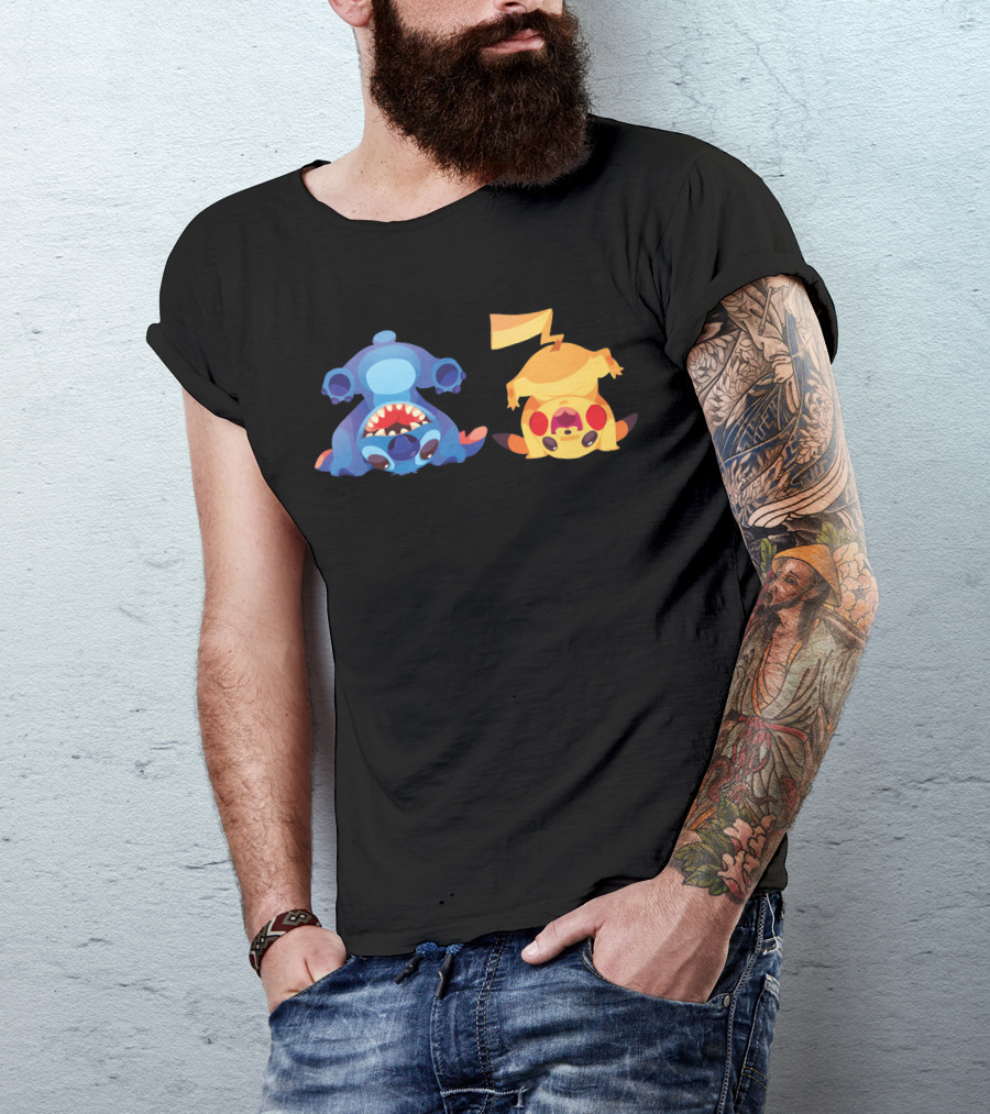 Only Today Upside Down Stitch And Pikachu T-Shirt