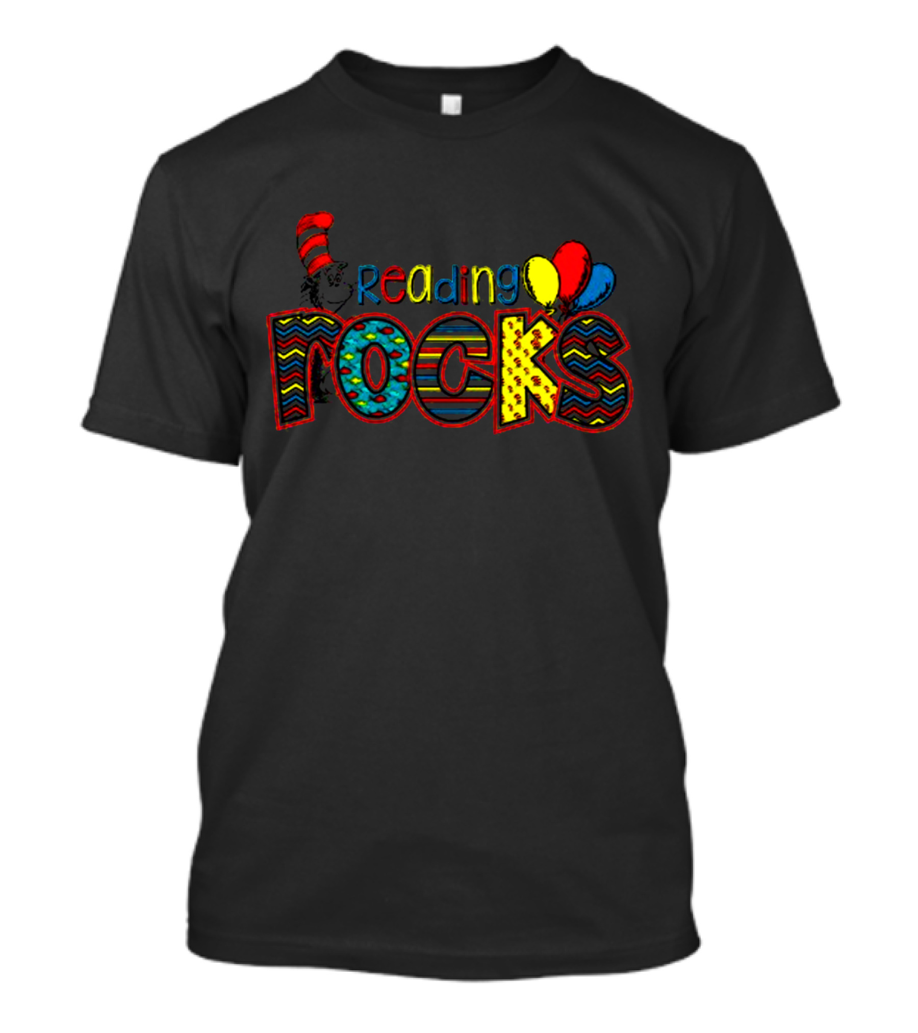 Dr Seuss Reading Rocks Cat In The Hat Balloons T-Shirt