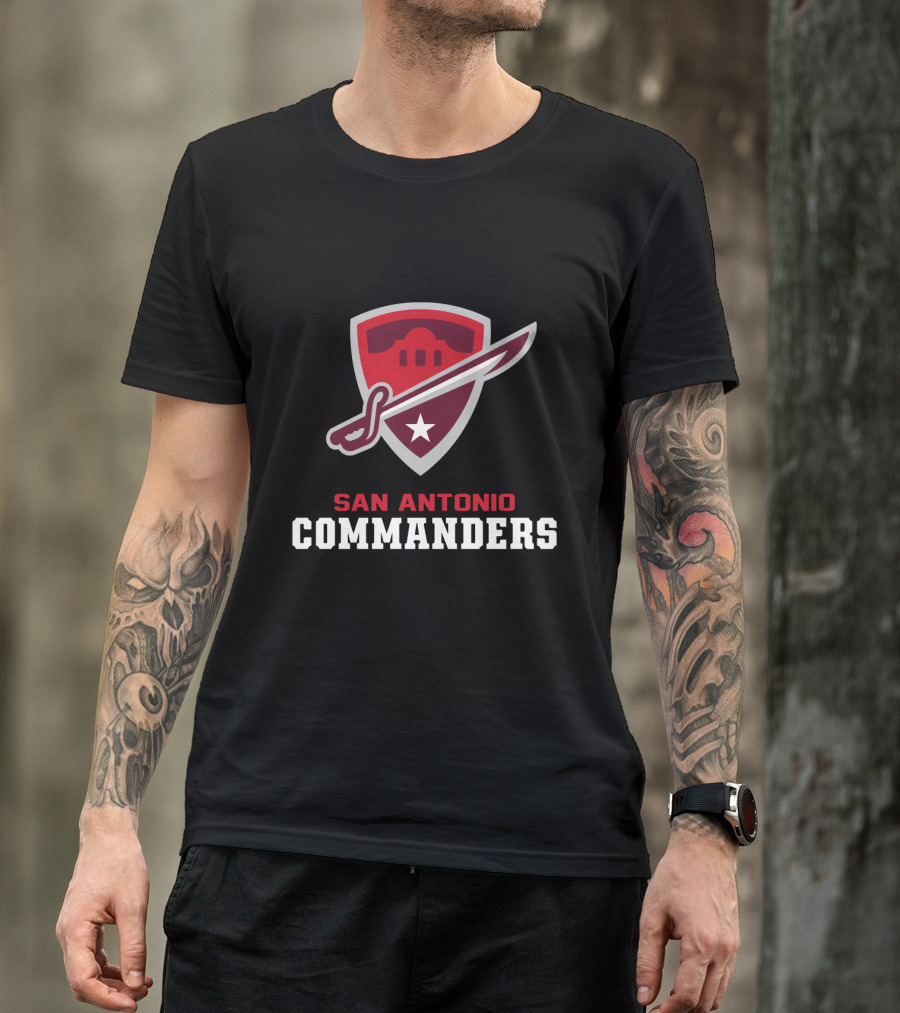 San Antonio Commanders Shield With Sword And Star T-Shirt
