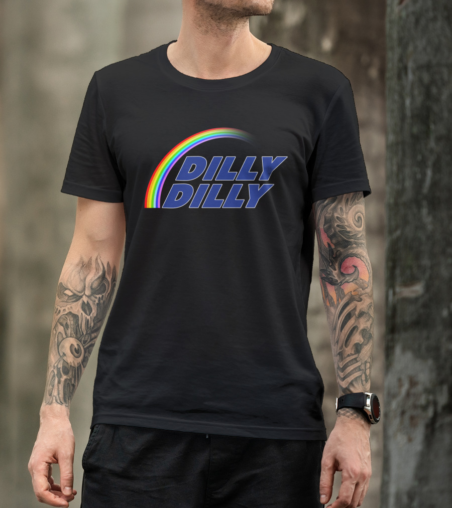 Dilly Dilly Rainbow Text With Multicolored Arch T-Shirt