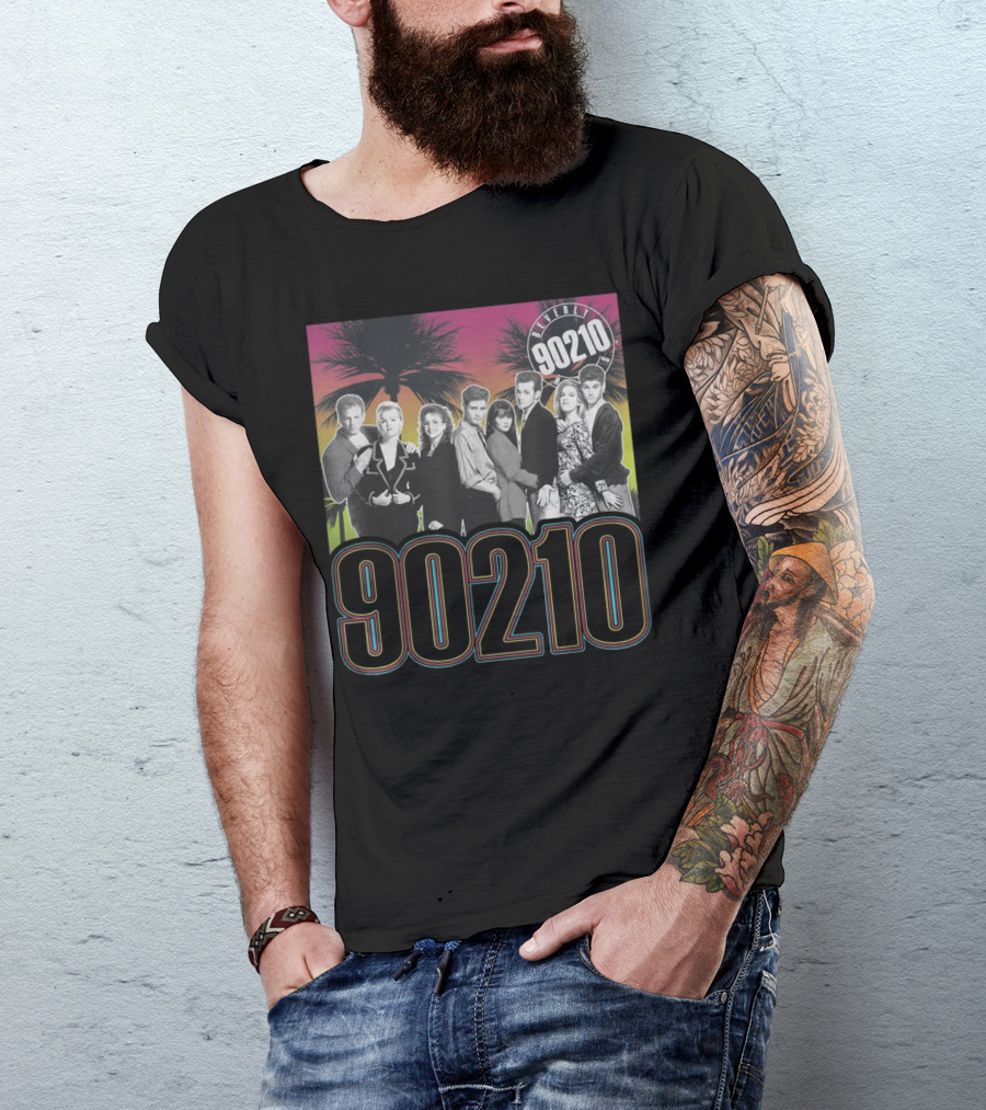 Beverly Hills 90210 Cast With Palm Trees Retro Style 90s Vibe T-Shirt