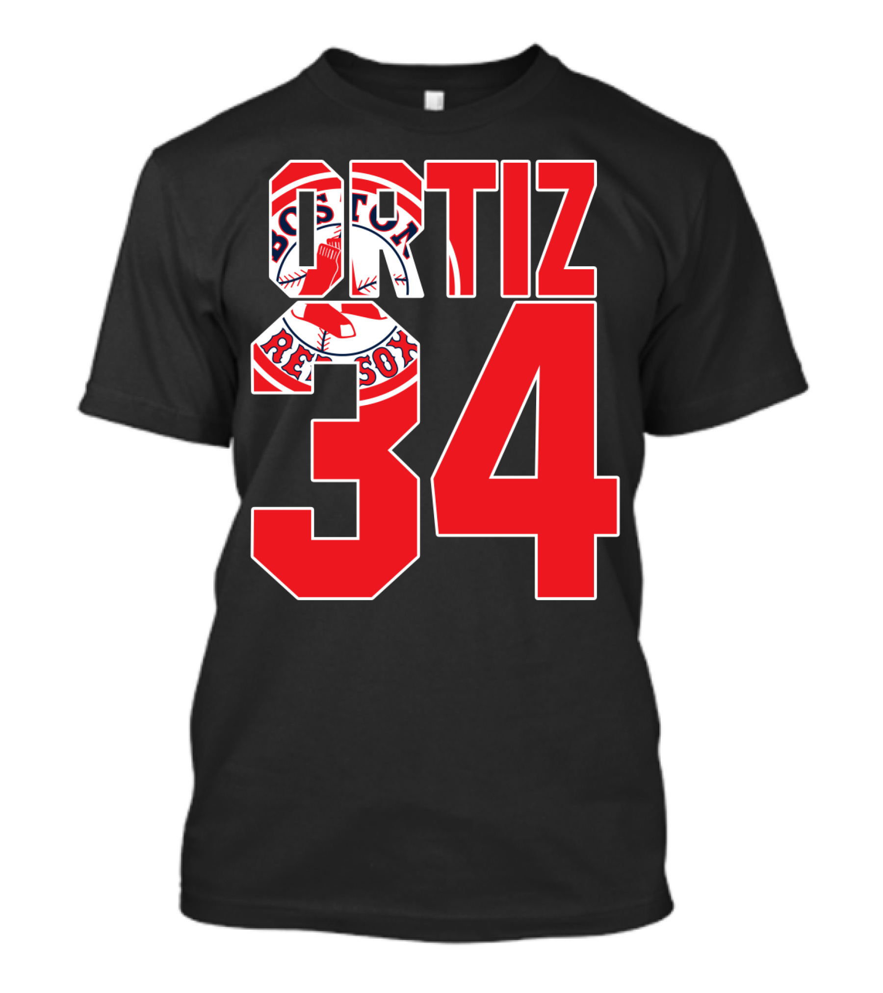 Ortiz 34 Boston Red Sox Logo Iconic T-Shirt