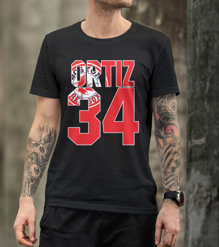 Ortiz 34 Boston Red Sox Logo Iconic T-Shirt