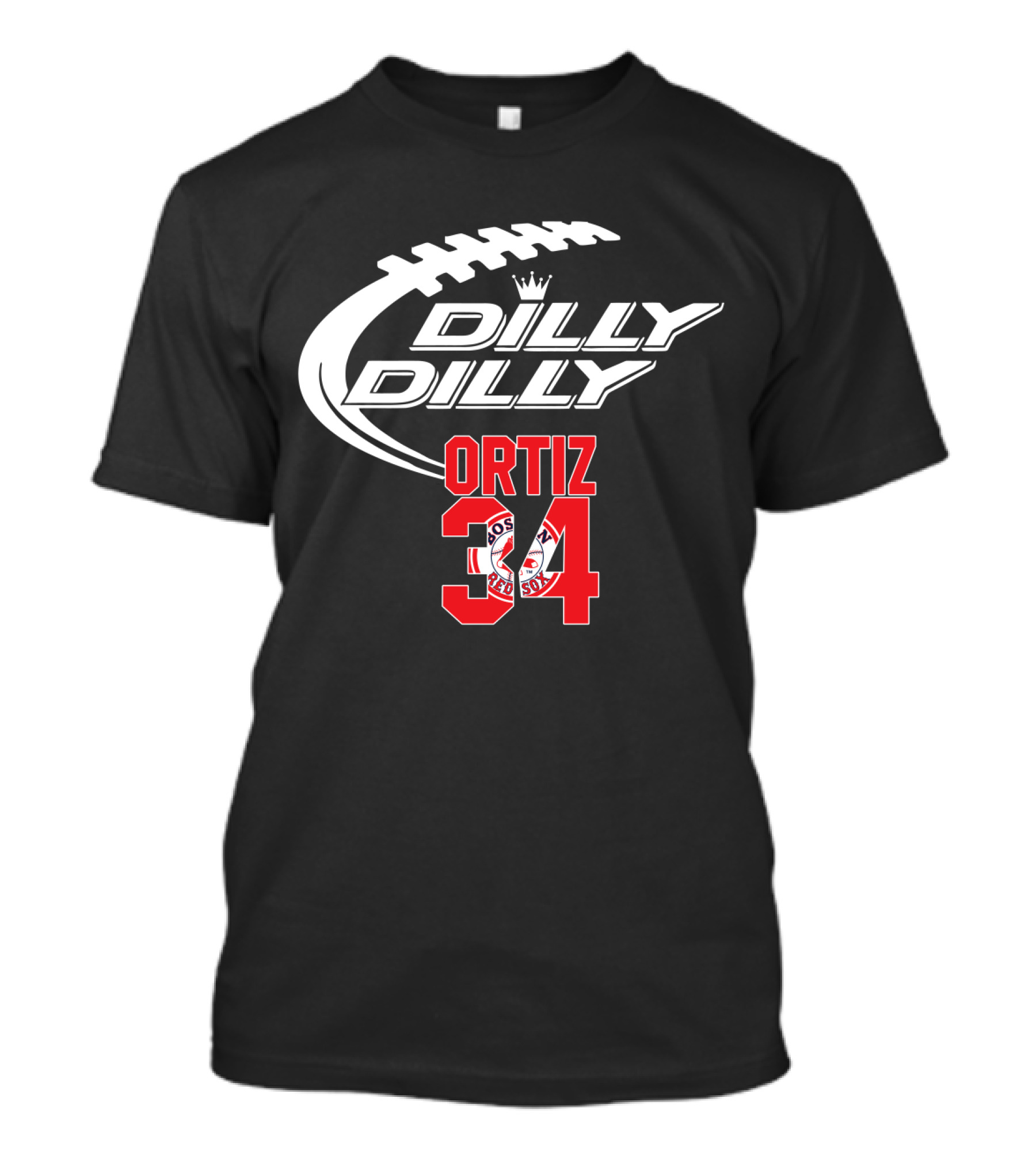 Boston Red Sox Ortiz 34 Dilly Dilly Football Crossover T-Shirt