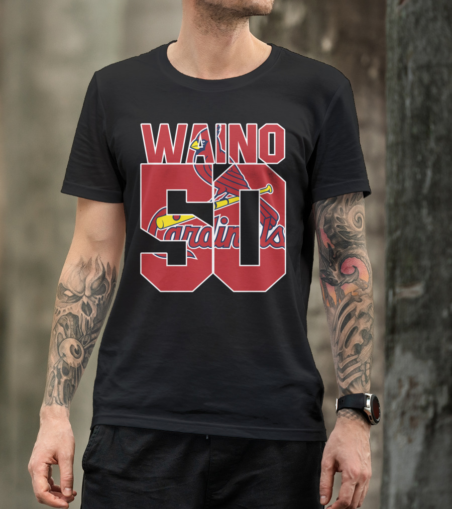 Waino 50 St. Louis Cardinals Iconic Logo Adam Wainwright T-Shirt