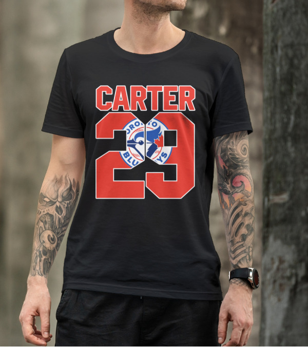 Toronto Blue Jays Joe Carter 29 Bold Red Number T-Shirt