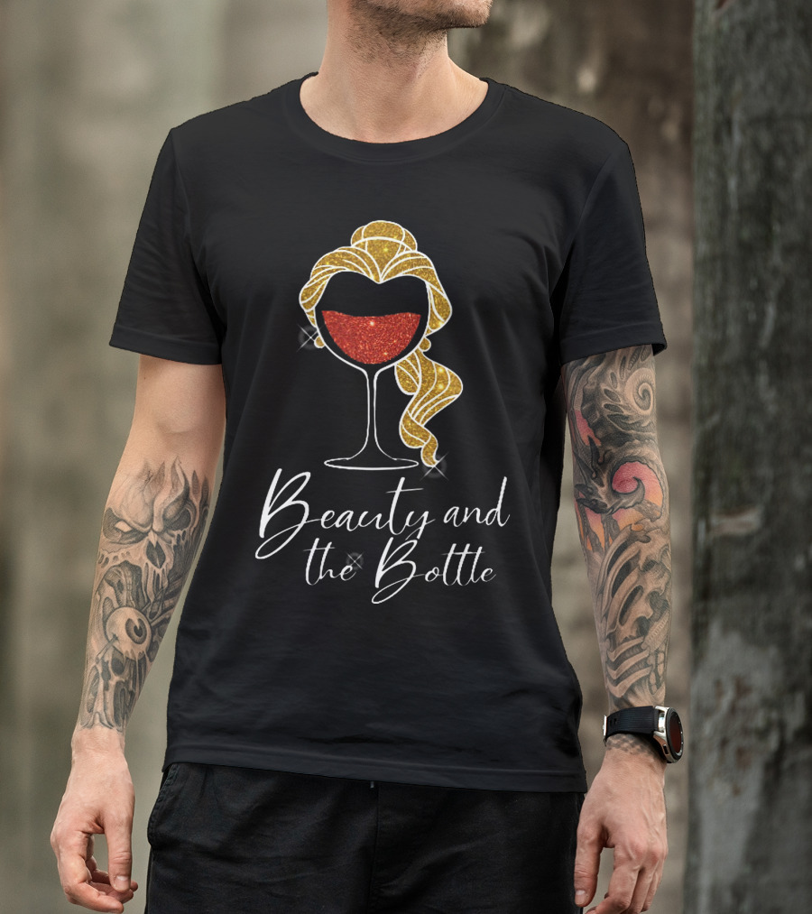 Beauty And The Bottle Sparkling Wine Lover's Glam T-Shirt