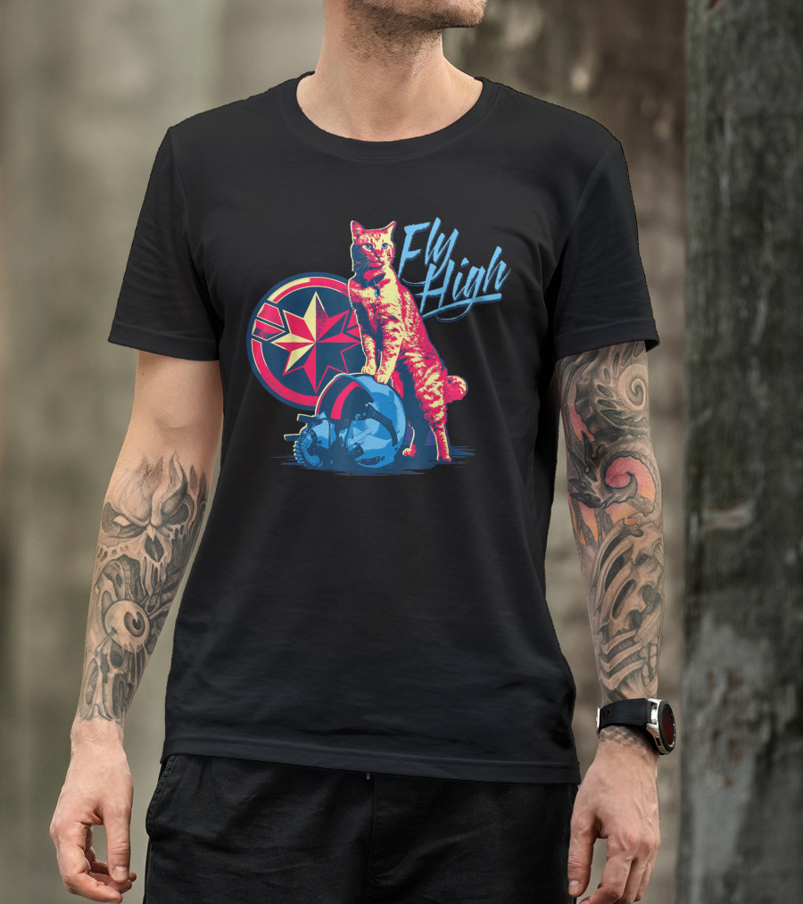 Captain Marvel Goose Fly High Star Emblem Pilot Helmet T-Shirt