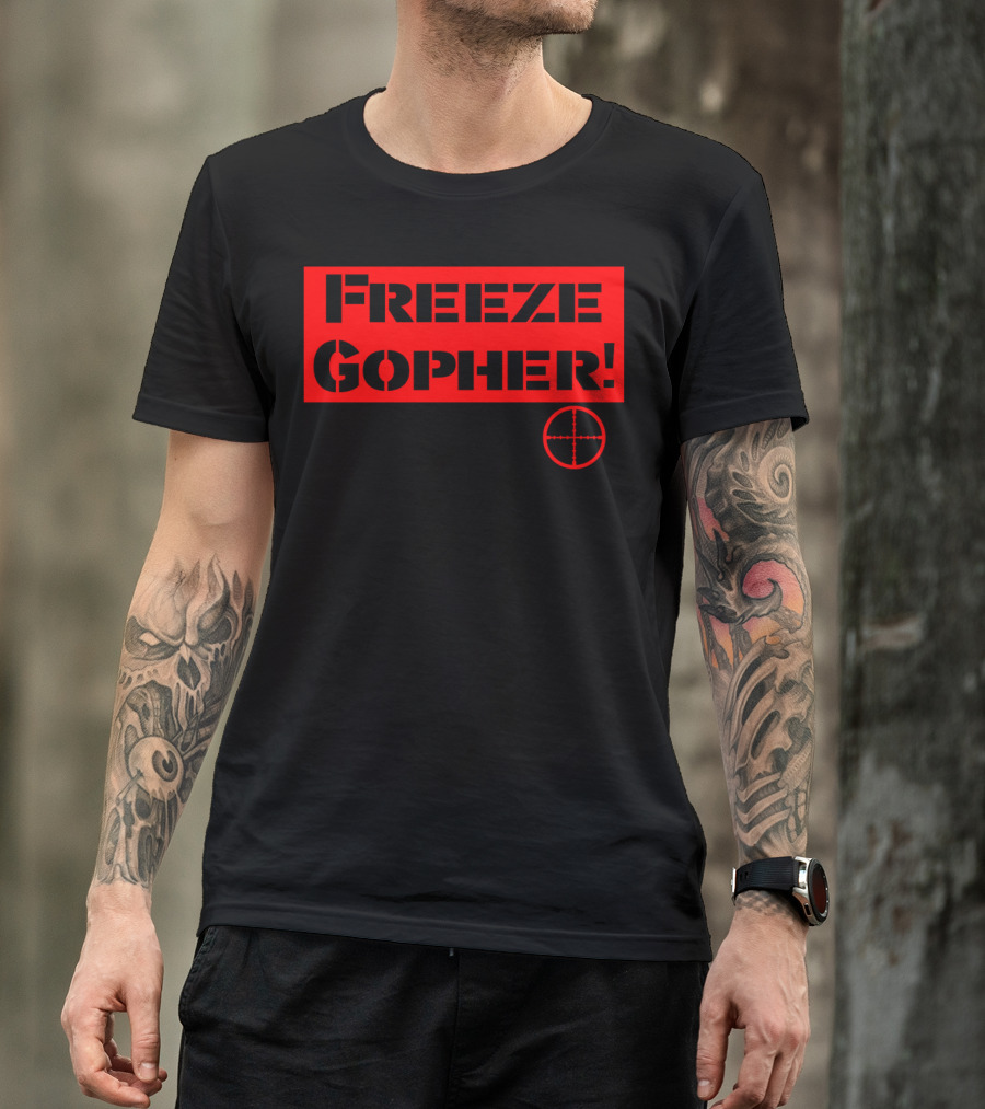 Freeze Gopher Red Stencil With Crosshair Target T-Shirt
